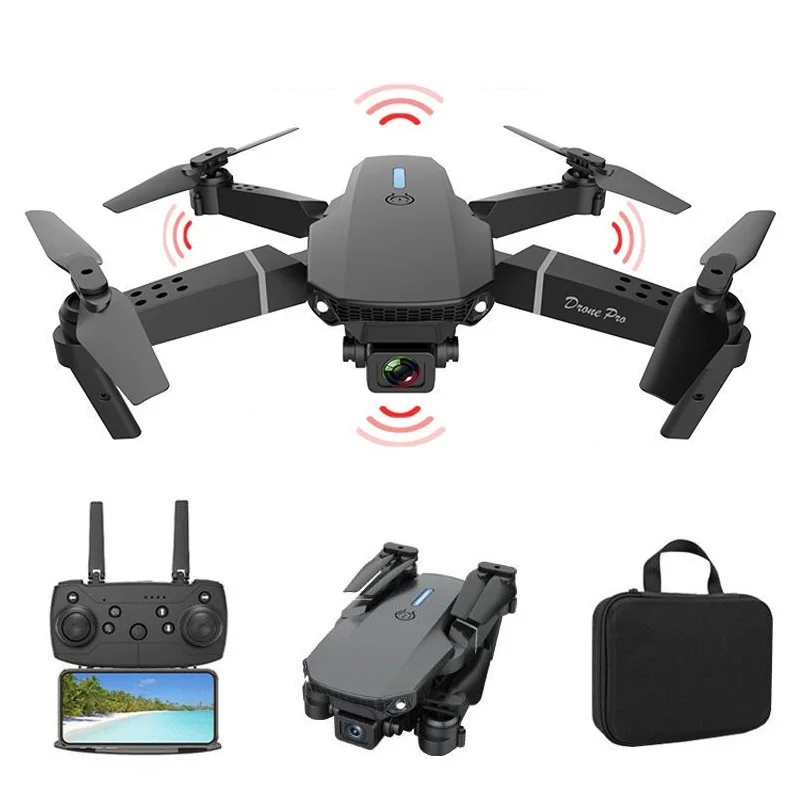AiJH E88 Remote Control Drone Four Dual Camera 360 Degree Flip Optical Flow Beginner Rc Dron Gift Toy