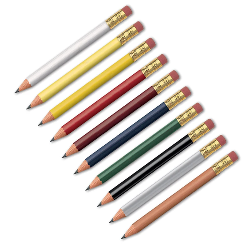 Cheap mini size wooden cute hb #2 golf pencil with eraser in bulk for kids school office