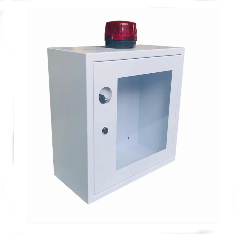 Красный и белый цвет медицинский AED дефибриллятор настенный шкаф со стробоскопическим освещением