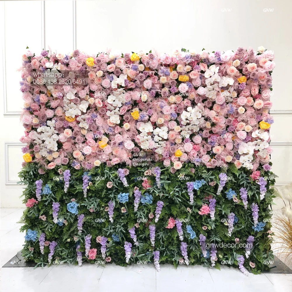Wholesale Custom Purple Lilacs Wedding Supplies Decoration Rose Backdrop Silk Artificial Decorative Flower Wall