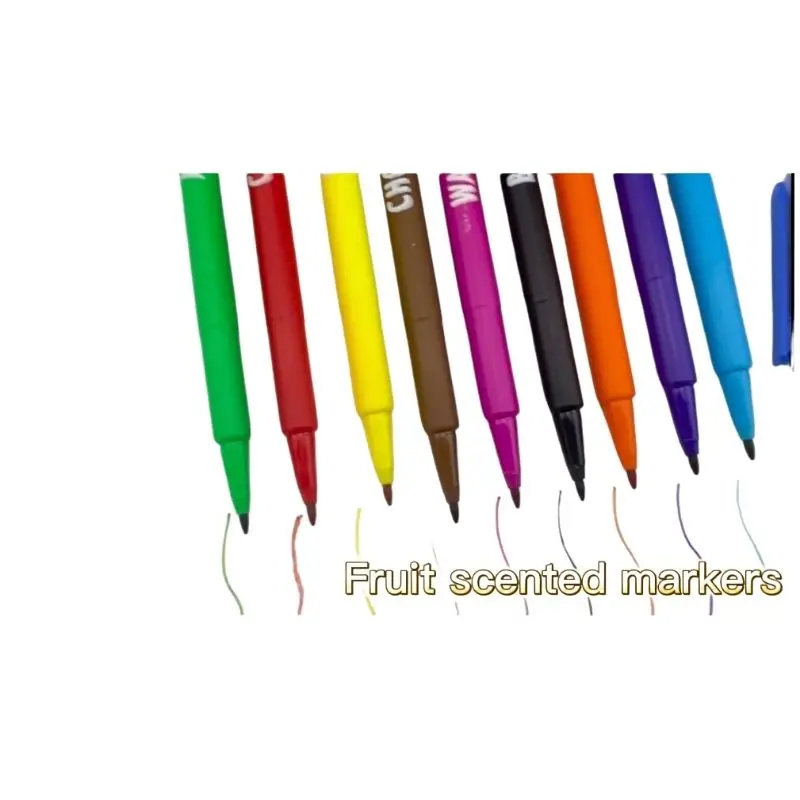 YIHENG 10 Colors Fruit Scented Markers Non-Toxic Ink Felt Pen Custom Art Washable Fiber Tip Watercolor Pen Set