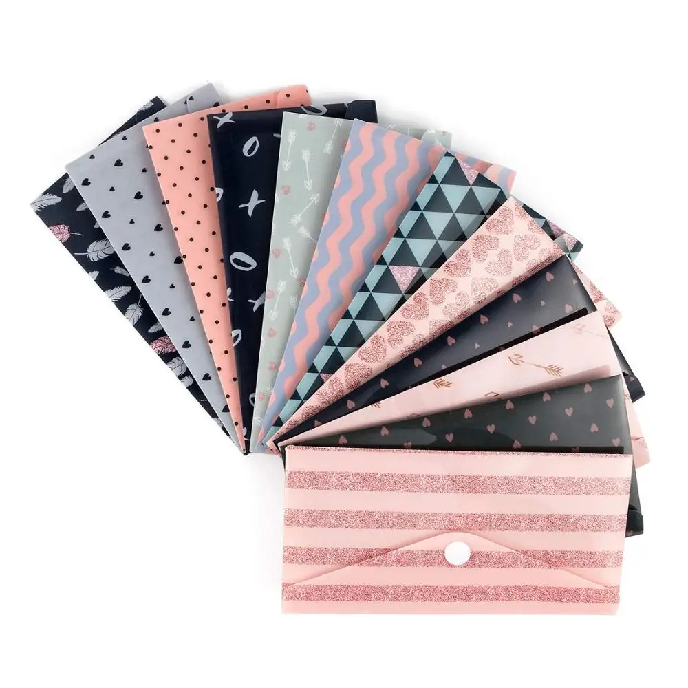 
Cash Budget Envelopes for Budgeting and Saving Money Premium Reusable Plastic Cash Envelope with Snap Button 