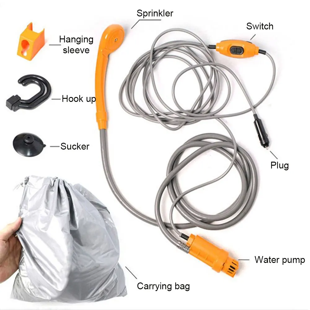 
Universal car washer set outdoor travel hiking portable electric pump camping shower 