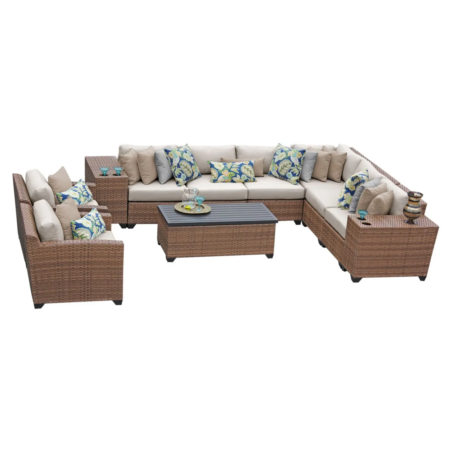 Green wholesale pool side rattan furniture