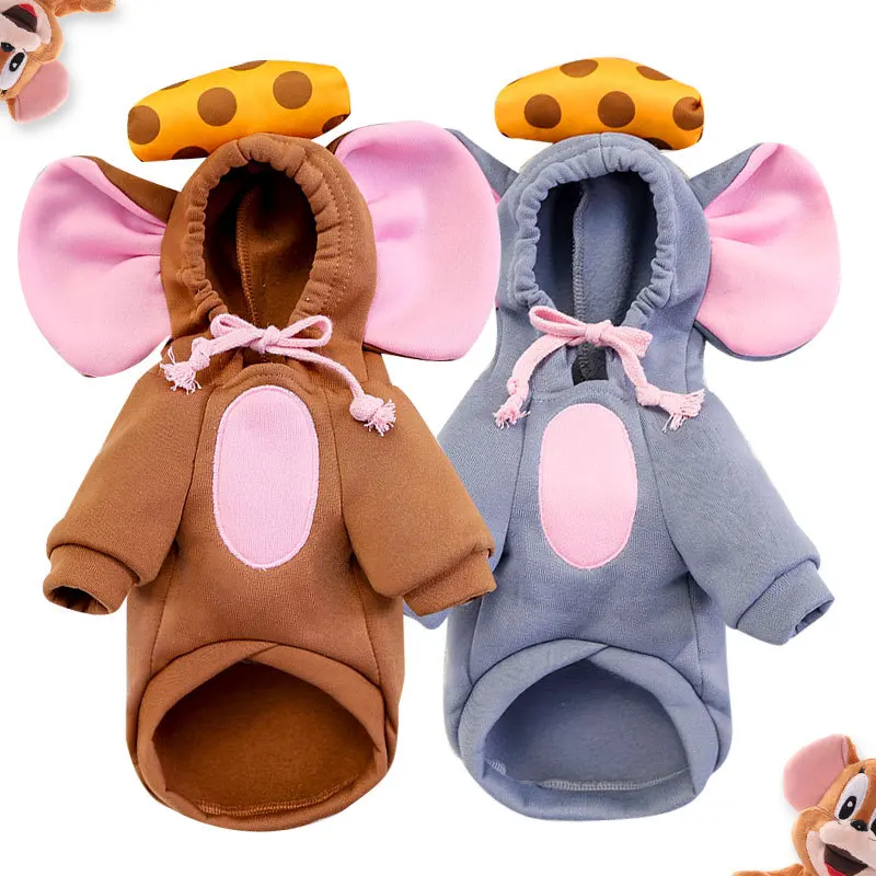 Free Shipping Cartoon Puppy Vest Clothing Warm Dog Clothes French Bulldog Mouse Winter Dog Coat For Small Dogs Pet Cat Clothes