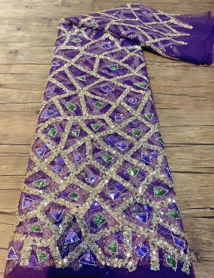 100% Polyester Beaded Lace Fabric Sequins Embroidery Beads sequins fabric and beads fabric