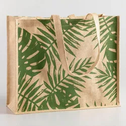 Eco friendly Natural Jute Beach Bag Printing Custom Burlap Shopping Bag Eco Friendly Hemp Tote Bag for Promotional Gift