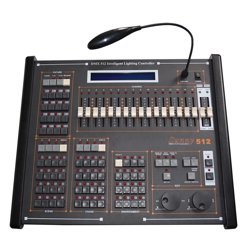 Sunny512 console is specially designed to control various lighting fixtures 4 output with separate optical DMX512/1990 standard