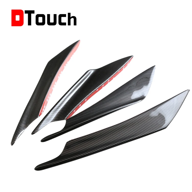 DTouch 4 Universal  Carbon Fiber Front Bumper Spoiler Fins EVO Spoiler Car Universal Carbon Fiber Front Bumper Fins Canards