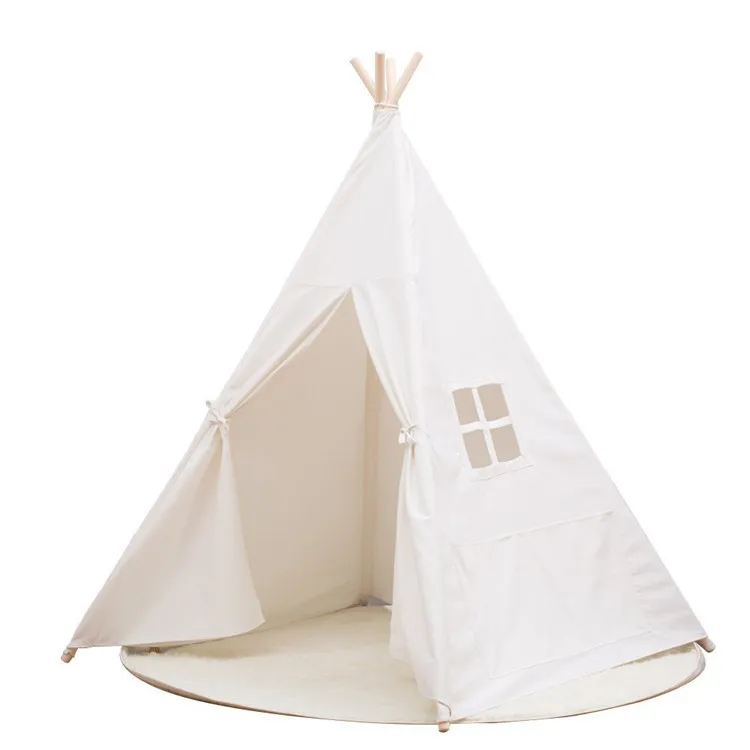 
For Indoor Outdoor 100% Cotton Canvas Children Play Tents House Wooden Boys Teepee Tent Kids 