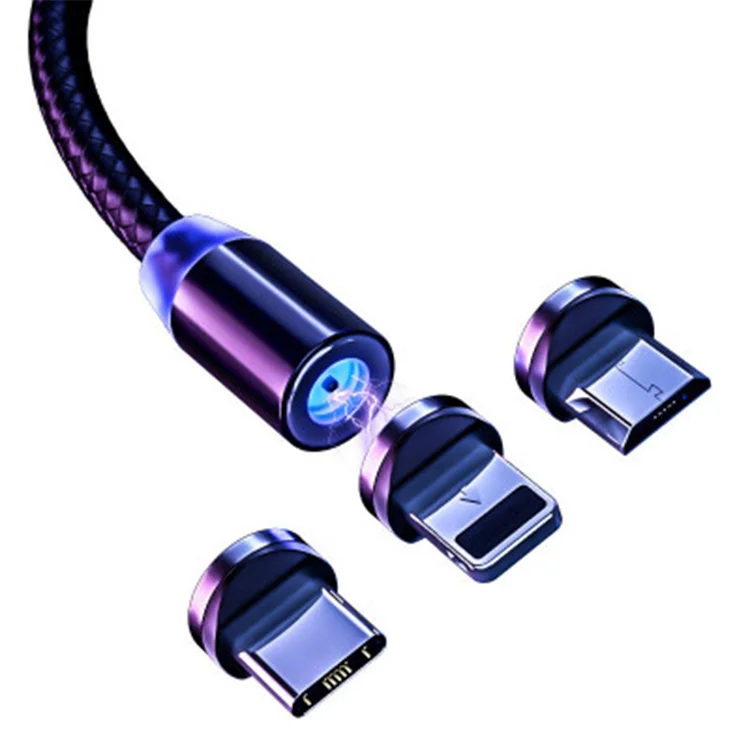 
Multi Usb-c Data Charging Mobile Phone Charger Micro Braided 3 In 1 Magnetic Usb Cable For Iphone Or Android 