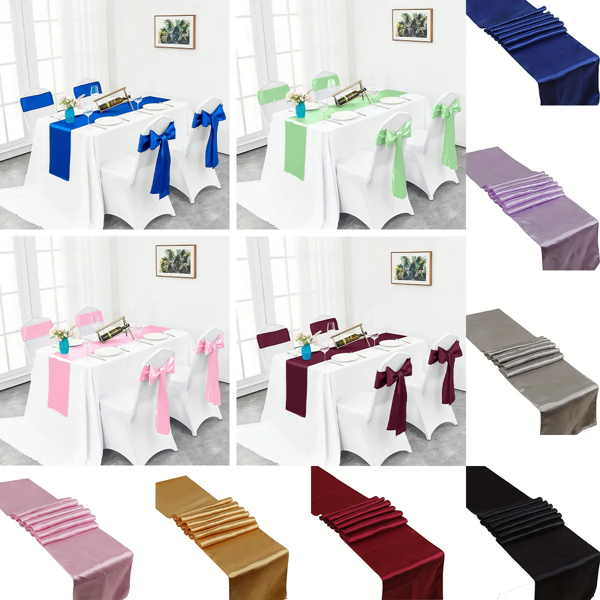 Satin Table Runner Napkin Chair Back Streamers