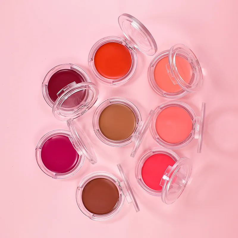 Hot Selling Custom Logo 8 Colors Velvet Mousse Texture Matte Creamy Blusher Single Blush Pallet Blush Palette with Mirror