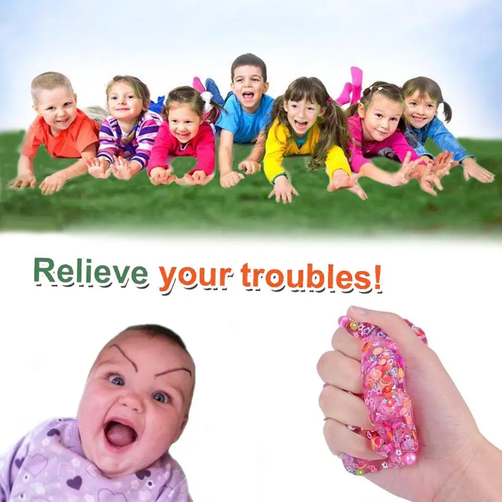 Wholesale Clear Colorful Crystal Fluffy Slime, High quality Stress Relief Slime with Fruit Slices fluffy slime