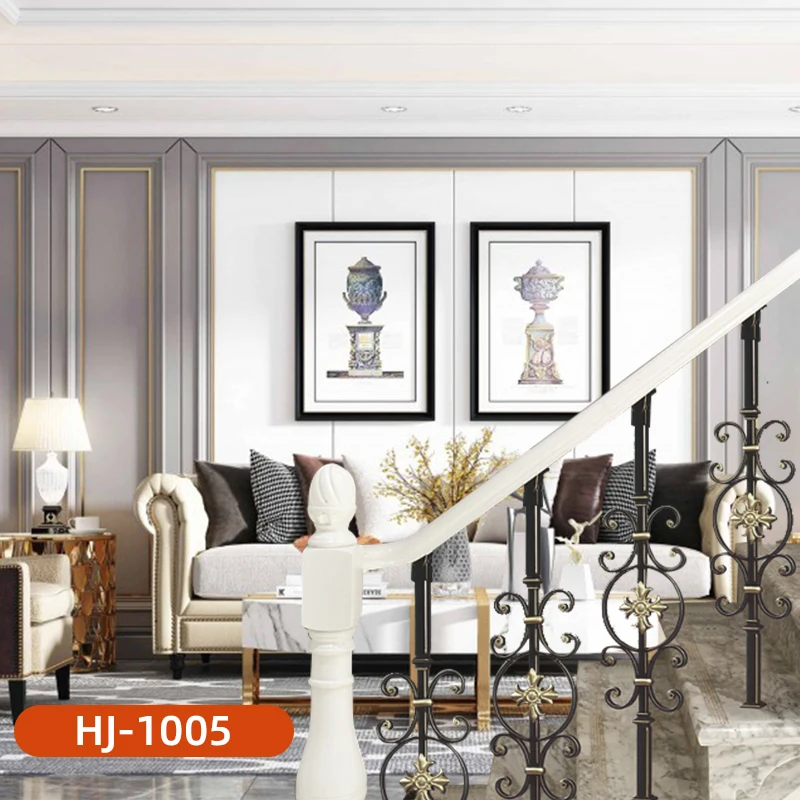 Factory wholesale price high quality modern luxury laser cut interior wrought iron pipe balcony railing