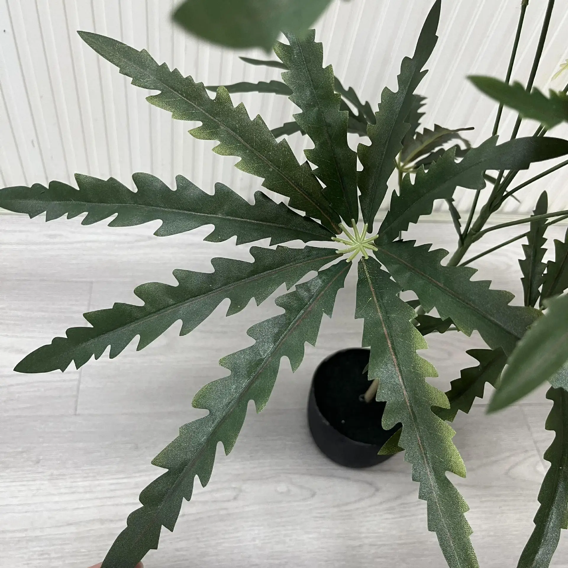 Simulated Malachite Octagonal Leaf Matte Plant Potted Artificial Peacock Banana Bonsai Trees Plastic Grass Greening Decoration