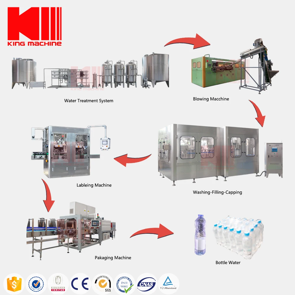A To Z Full Complete Water Production Line Automatic Italy Water Filling Machine Water Treatment Blowing Syatem