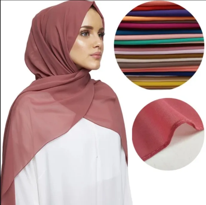 GLS060 Wholesale Custom Plain Chiffon Scarf Cheap Women Large Square Hijab