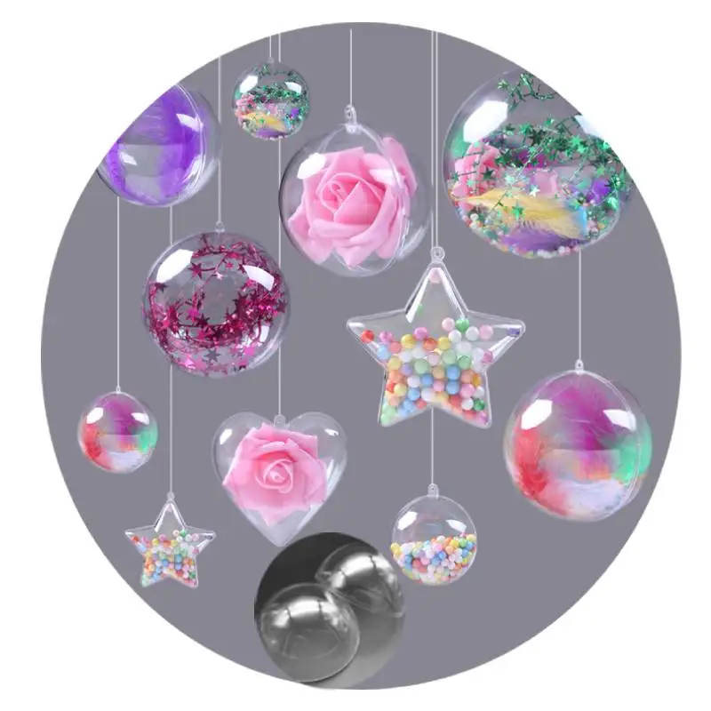 2-40cm Transparent Christmas Openable Plastic Clear Hanging Hollow Ball Decoration Tree Ornaments