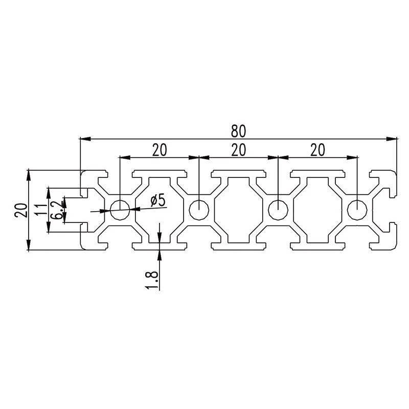 2080 Industrial Extruded Aluminium Profile OEM MJ for LED and Ceramic Tile Trim Corner Edge Made in China T5 Temper