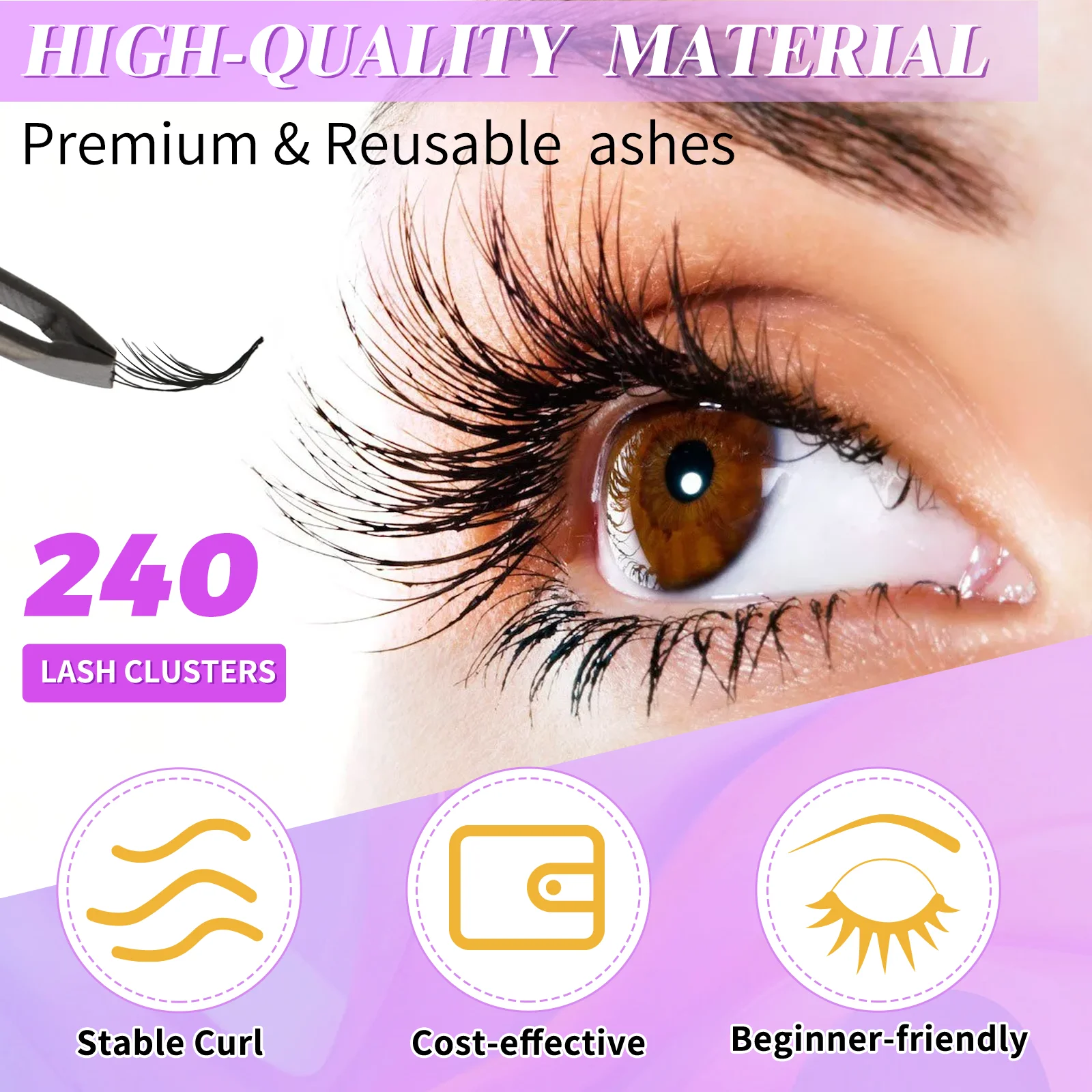 ALIVER 240pcs 30D Mix 9-16mm D Curl Lash Clusters DIY Lash Extensions Private Label Individual Lashes Clusters Eyelash Extension