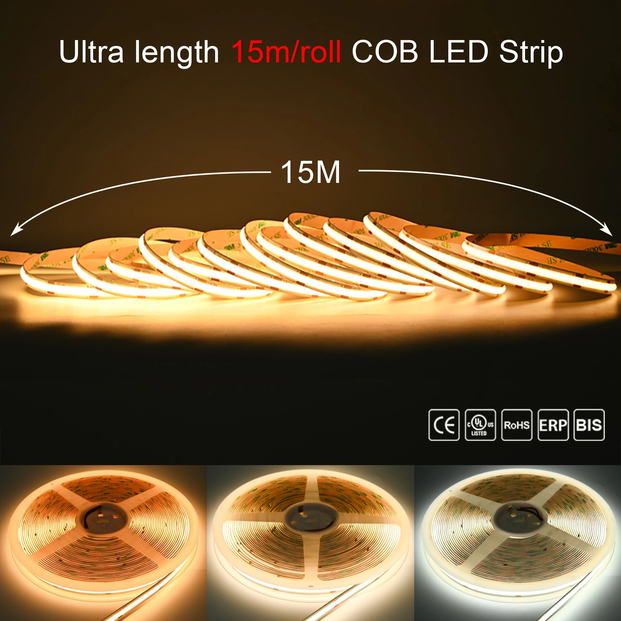 AL5000 600leds 15m Ultra long mini cut COB led strip light COXO