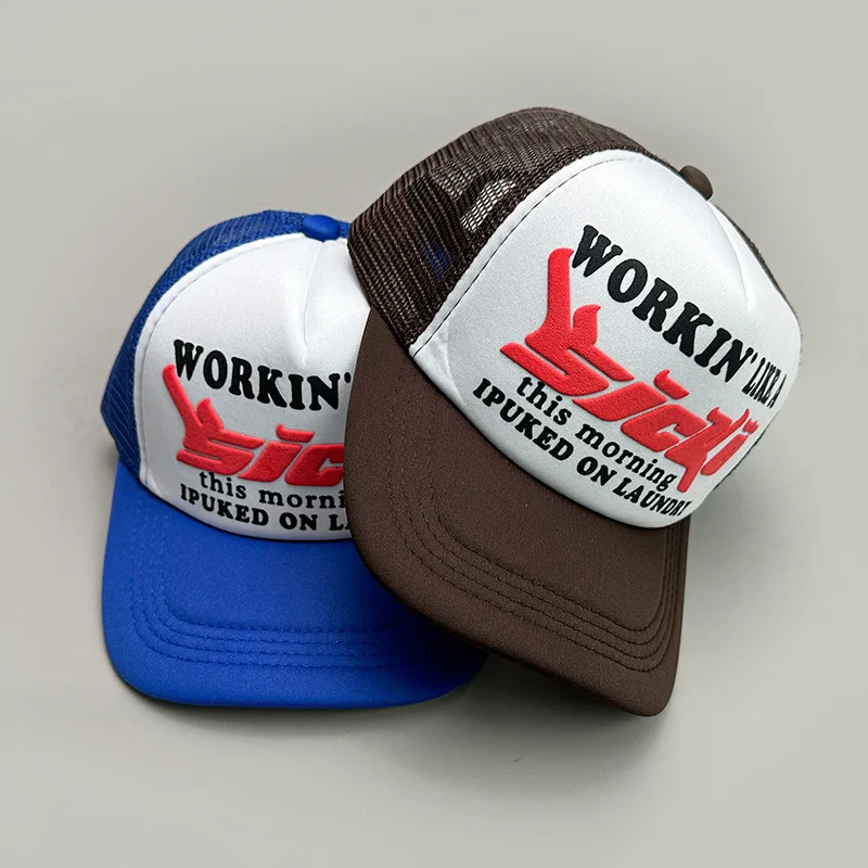 Wholesale Custom 3d Puff Embroidery Mesh Trucker Cap Women Men Printing Trucker Cap Foam Trucker Hat