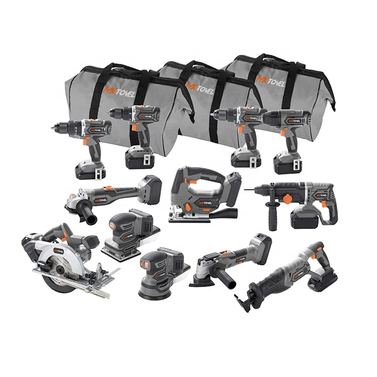 MXTOVEL 18V 20V Lithium Battery Power Professional Cordless Power Tools Set Combo