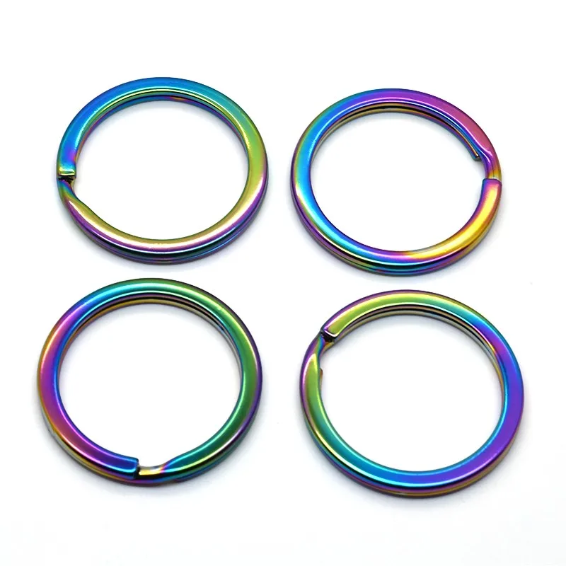 Rainbow Round Shape Key Ring Split Ring Keychain Keyring