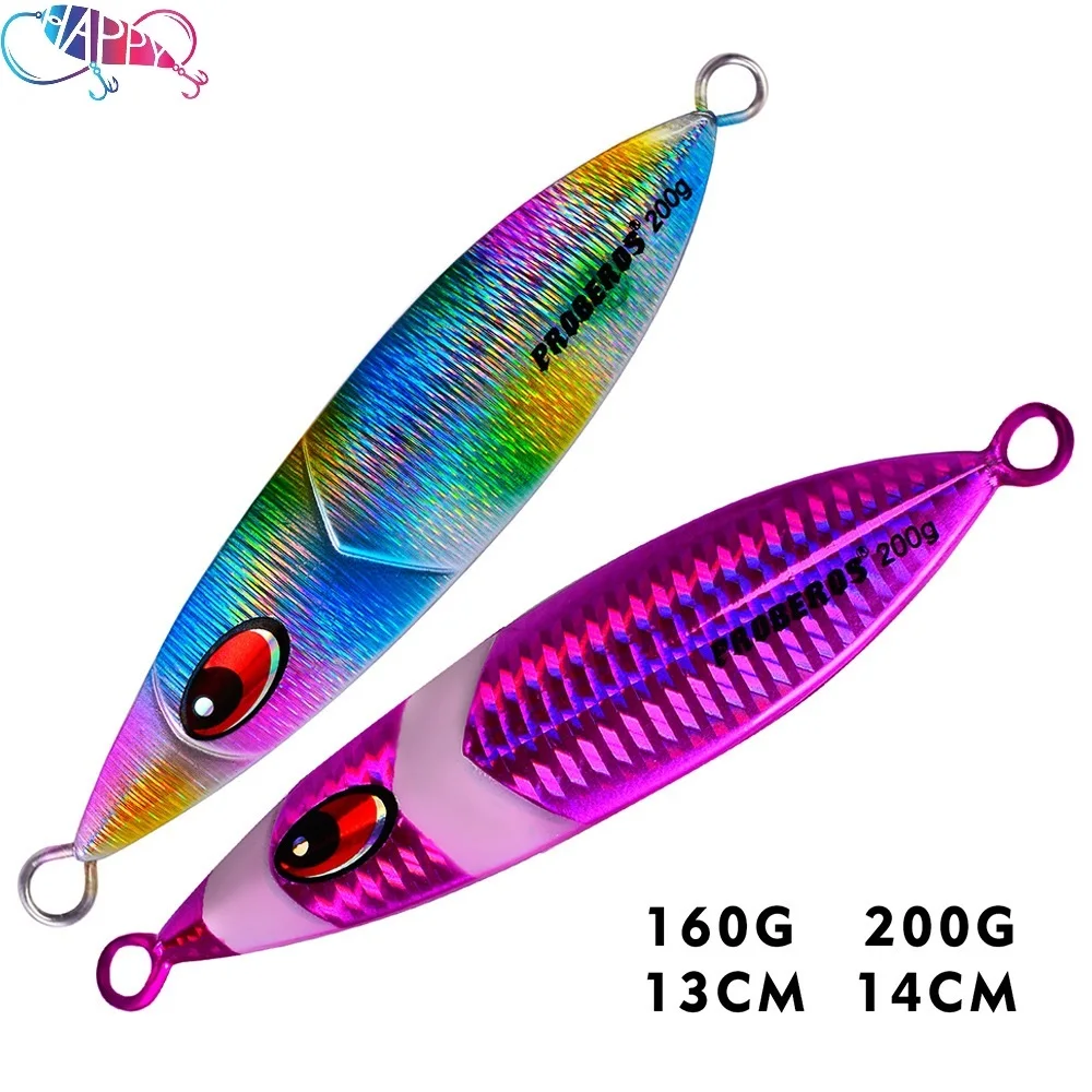 Wholesale 160g 200g Slow Pitch Jigging Lure Metal Jig Bait Lead Fish Spoons Fish-Iron Plate Hard Bait Salt water Fishing Lures