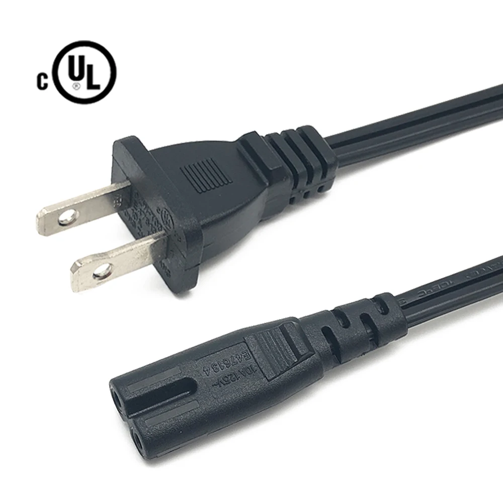 Factory Direct US Standard UL Approval SPT-2 18AWG/2C Black 2 Pin AC Power Cord for Projector