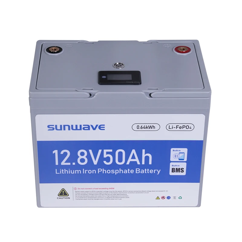 Sunwave Wholesale 12v 50AH 100Ah 200Ah 400Ah Bluetooth IP65 Waterproof Deep Cycles Rechargeable Solar lithium ion Battery
