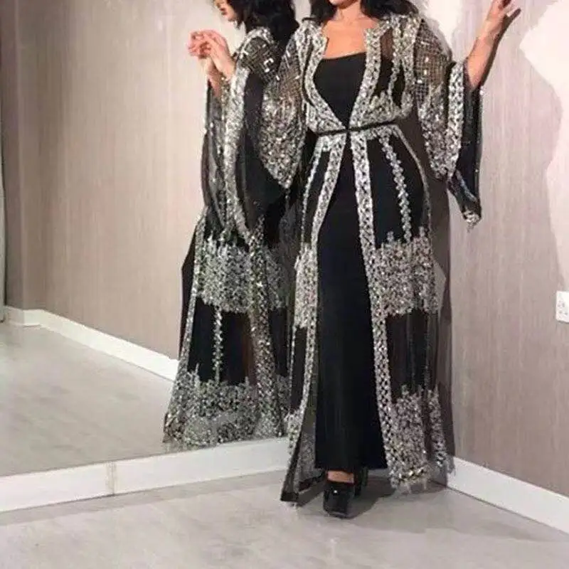 H & D Long Sleeve Sequin Mesh Suit Gown for Party evening dress