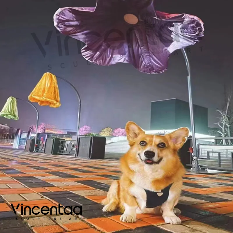 Vincentaa Pop Art Air-mode Induction Flower Automatic Opening And Closing Flower Sculpture Outdoor Modern Art Sculpture