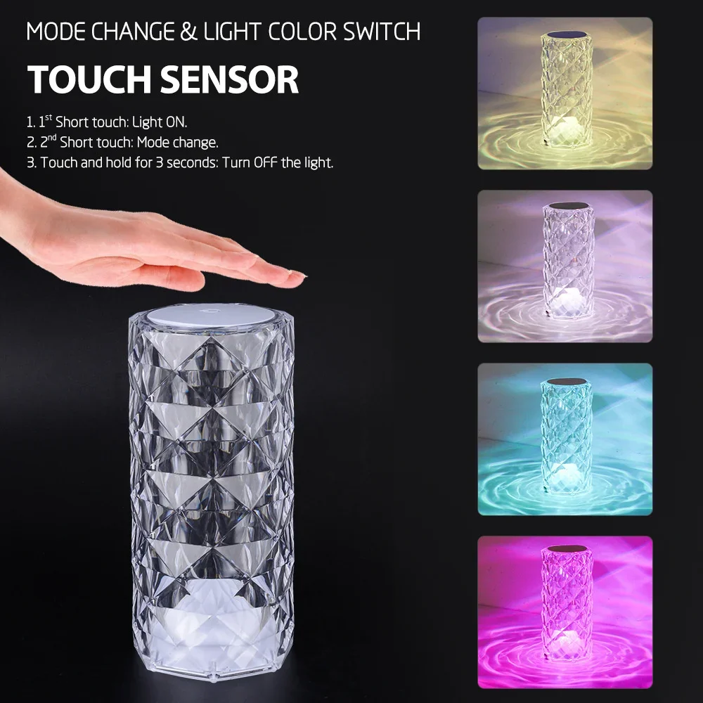 Acrylic RGB remote control romantic LED table lamp rose touch living room housewarming gift color changing night light