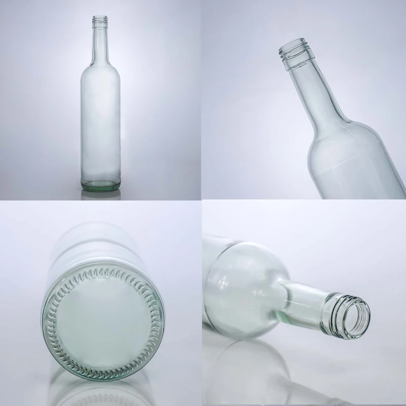 Hot Sale 500ml Clear Glass Wine Bottles Custom Regular Screw Mouth Spirit Glass Bottle round Shape Cork Sealing Decal Packaging