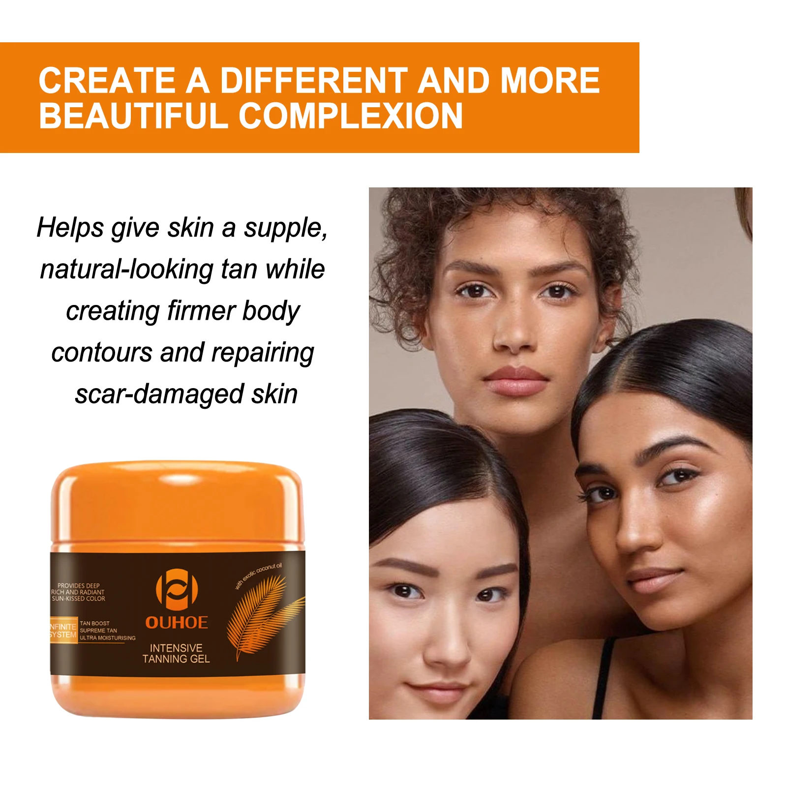 OUHOE Outdoor Seaside Tanning Aid High Quality Bronzer Moisturizing Cream Healthy Skin Color Darkening Repair Body Lotion Gel