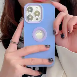 Display logo hollow carved design Liquid TPU phone case for iPhone 13 Pro max