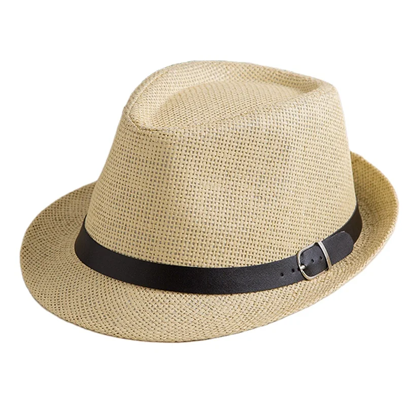 WDD361 Hot Sales British Style Jazz Small Top Hats Summer Men Rolled Papyrus Hats Classic Leather Ribbon Panama Hats