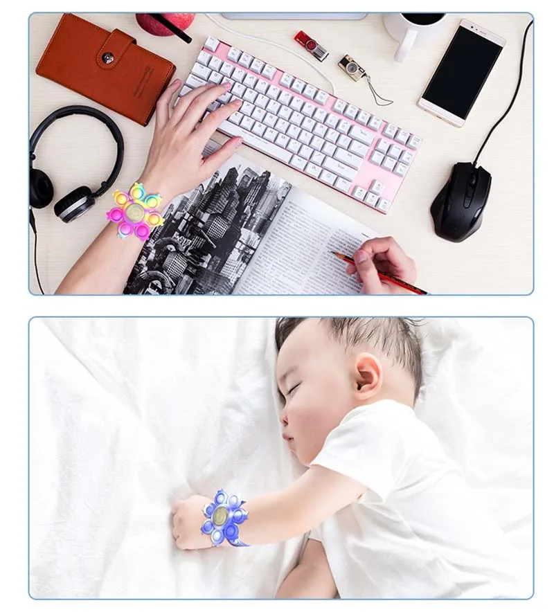 Silicone LED Bubble Pop Filp Octopus Fidget Spinner Bracelet Toy Pop Fidget Bracelet With Led Light