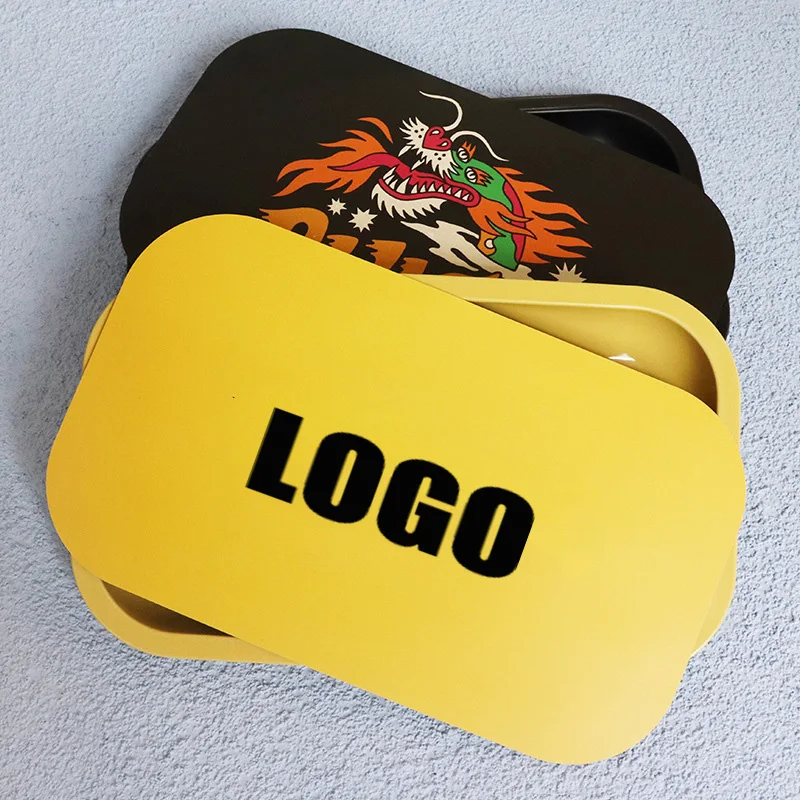 Wholesale Custom Logo Rectangle Metal Rolling Tray With Magnetic Lid Tobacco Smoking Tray Tin Rolling Tray