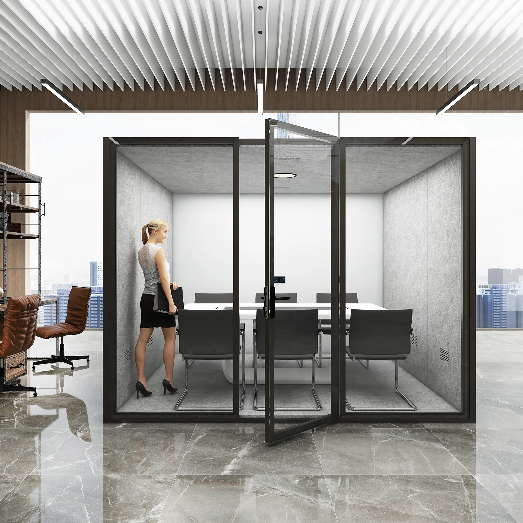 Custom Made Sound Proof Office Call Box Personal Space Free Standing Single Person Phone Booth For Sale
