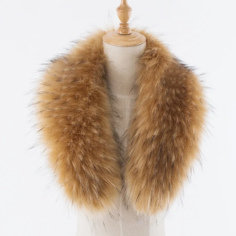  Imitation fox fur raccoon faux collar hat scarf down jacket coat in