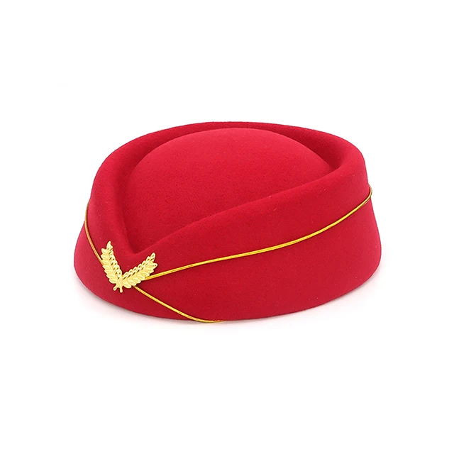 High quality airline stewardess career Hostess Uniform hat round top air hostess hat