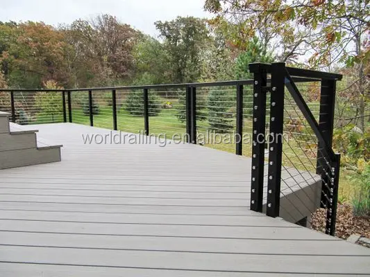 YL wire rope stainless black cable railing design for balcony