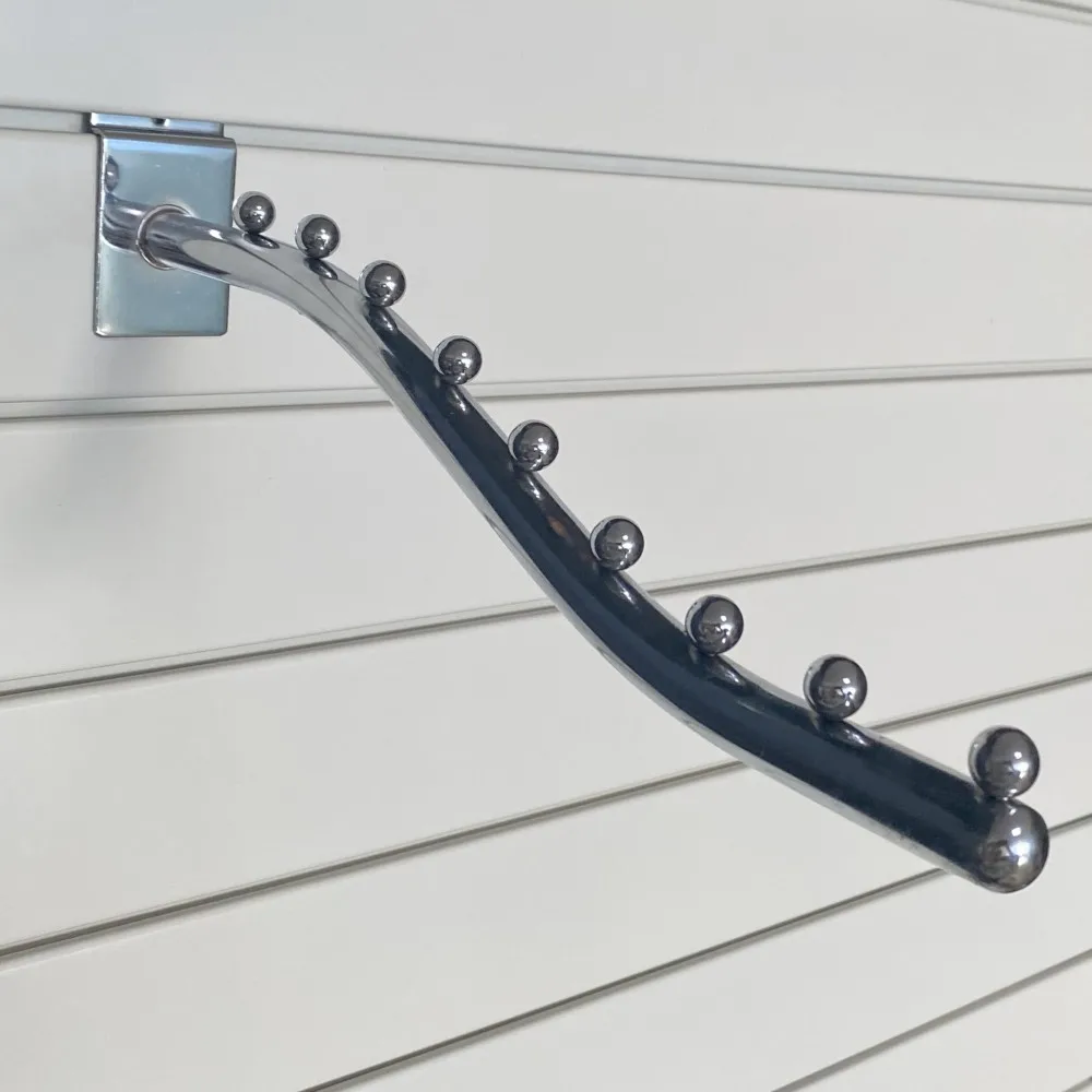 Slatwall Gridwall Waterfall Metal Display Hook with 7 Beads for Supermarket Garment Store Display Fixture