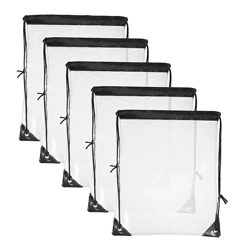 Promotional Custom Printed Travel Gym Sport Waterproof Transparent Drawstring Pouch PVC Clear Backpack With Logo