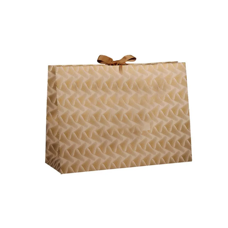 Wholesale Custom Printed Your Own Logo Packaging White Brown Kraft Gift Craft Shopping Paper Bag With Ribbon Handles