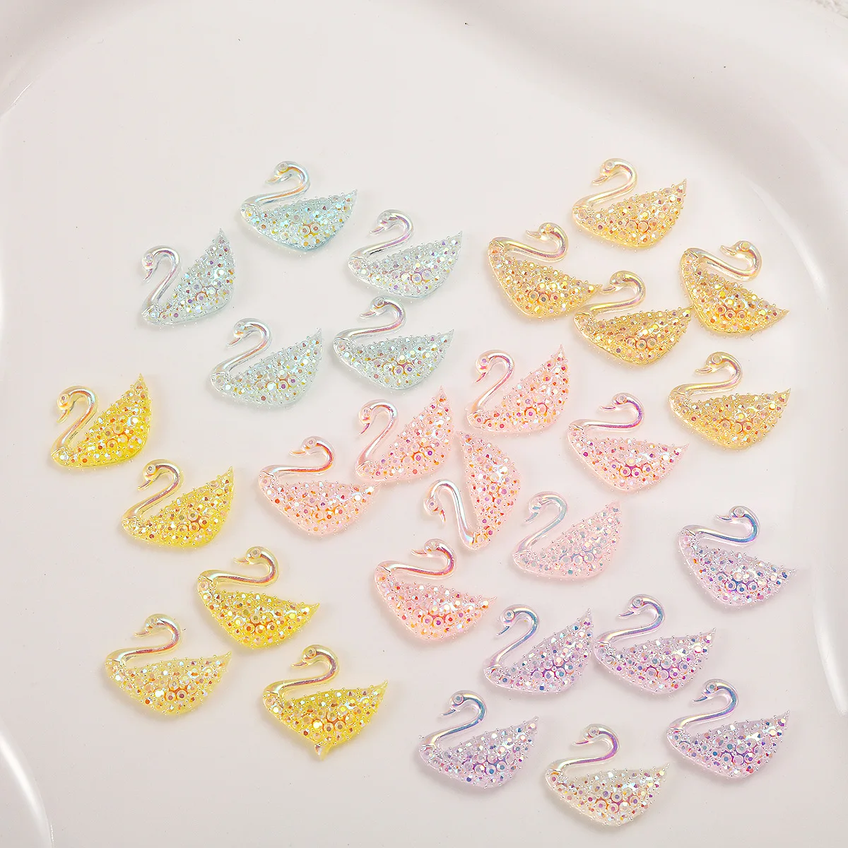 New Nail Accessories Pink Purple Transparent Swan Starfish Peach Heart Ice Cream Series Resin Art Charms Decorations Material