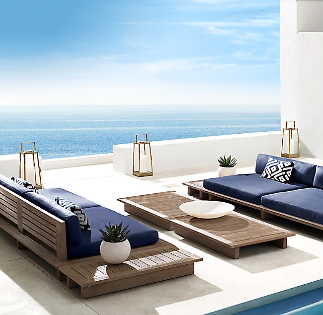 Weathered teak furniture garden outdoor furniture solid wood sofa set